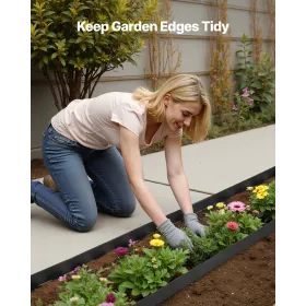 Landscape Edging, 3000 x 4 cm Plastic Garden Border Edging with 120 Spikes, No Dig, Flexible Lawn Edgings Roll, UV-Resistant Min