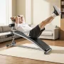 Sit Up Bench, Curved Decline Ab Bench with Reverse Crunch Handle, with 6 Adjustable Height Setting, Heavy Duty Steel, 272 Kg Cap