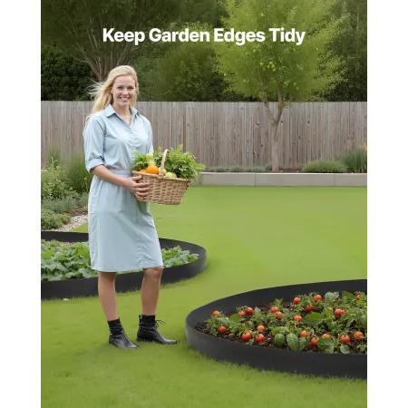 VEVOR Landscape Edging, 1000 x 10 cm Plastic Garden Border Edging with 30 Spikes & 2 Ground Stakes, No Dig, Flexible Lawn Edging