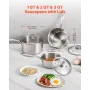 VEVOR grydesæt i rustfrit stål, 1 QT & 2 QT & 3 QT gryder med glaslåg, multifunktionel Nonstick rustfrit stålsauce Po
