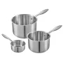 VEVOR Stainless Steel Saucepan Set, 1 QT & 2 QT & 3 QT Saucepans with Glass Lids, Multipurpose Nonstick Stainless Steel Sauce Po