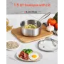 VEVOR 1.5 QT Saucepan, Stainless Steel Saucepan with Glass Lid, Multipurpose Nonstick Stainless Steel Small Cooking Sauce Pot wi