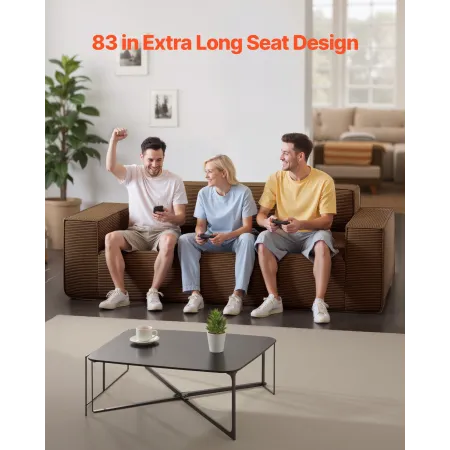 2110 mm Modern Sofa, Comfy Corduroy Couch with Deep Seats, Cloud Sofa with Wide Armrests, No Assembly Required, Large Plush Couc