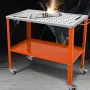 Welding Table 91.4 cm x 45.7 cm, 544 kg Load Capacity Steel Welding Workbench Table on Wheels, 2 Layers Portable Work Bench with