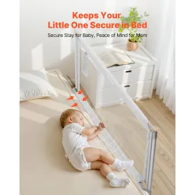VEVOR Toddler Bed Rail, Kids Beds Guard Rail with Reinforced Iron Pipe and Oxford Cloth, Adjustable Height Bed Side Railing, Por