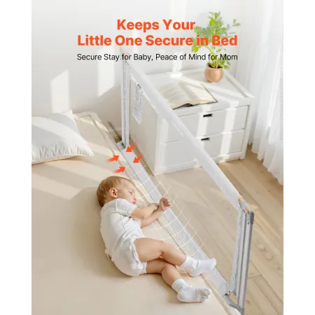 VEVOR Toddler Bed Rail, Kids Beds Guard Rail with Reinforced Iron Pipe and Oxford Cloth, Adjustable Height Bed Side Railing, Por
