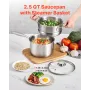 VEVOR 2.5 QT Saucepan with Steamer, Stainless Steel Saucepan with Glass Lid, Multipurpose Nonstick Stainless Steel Sauce Pot wit