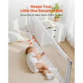 VEVOR Børnesengehest, børnesenge gelænder med forstærket jernrør og Oxford-dug, sengegelænder med justerbar højde, por