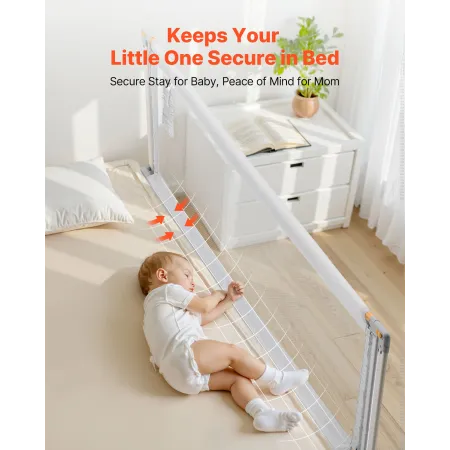 VEVOR Toddler Bed Rail, Kids Beds Guard Rail with Reinforced Iron Pipe and Oxford Cloth, Adjustable Height Bed Side Railing, Por