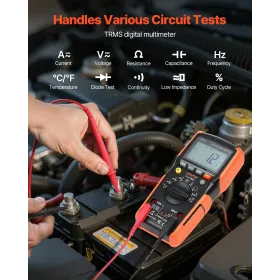 VEVOR Digital Multimeter, 6000-Count TRMS DC/AC Voltmeter Current Tester, Auto-Ranging Multimeter for Current Voltage Resistance