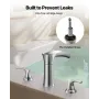 VEVOR Roman Tub Faucet, 3 Hole Waterfall Bathtub Faucet, Zinc Alloy Bath Tubs Faucets Set with 2 Handles, Deck Mount Bath Tub Fa