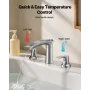 Roman Tub Faucet, 3 Hole Waterfall Bathtub Faucet, Zinc Alloy Bath Tubs Faucets Set with 2 Handles, Deck Mount Bath Tub Faucets 