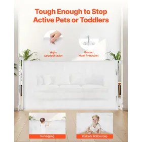 VEVOR indtrækbar babylåge, udvides til 1850 mm bred, 795 mm høj, med sikkerhedslås, nem at bruge, gå igennem uden trippin