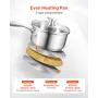 1.5 QT Saucepan with Steamer, Stainless Steel Saucepan with Glass Lid, Multipurpose Nonstick Stainless Steel Sauce Pot with Ergo