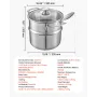 VEVOR 1.5 QT Saucepan with Steamer, Stainless Steel Saucepan with Glass Lid, Multipurpose Nonstick Stainless Steel Sauce Pot wit