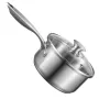 1.5 QT Saucepan with Steamer, Stainless Steel Saucepan with Glass Lid, Multipurpose Nonstick Stainless Steel Sauce Pot with Ergo