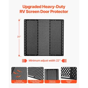 RV Screen Door Protector, Adjusts from 558.8–800 mm, Adjustable Door Grille, Easy to Install, Reinforced Breathable Honeycomb Ho