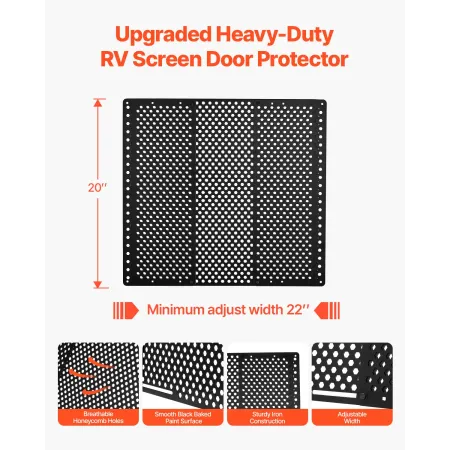 RV Screen Door Protector, Adjusts from 558.8–800 mm, Adjustable Door Grille, Easy to Install, Reinforced Breathable Honeycomb Ho