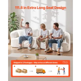 VEVOR 2840 mm buet modulsofa, moderne luksus sektionssofa med 4 puder, overdimensioneret sky plys fløjlsofa sofa med