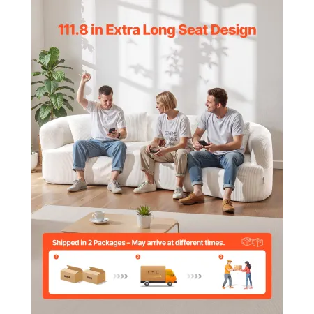 VEVOR 2840 mm buet modulsofa, moderne luksus sektionssofa med 4 puder, overdimensioneret sky plys fløjlsofa sofa med