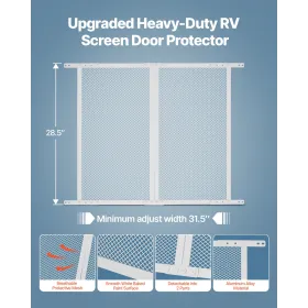 RV Screen Door Protector, 800x723.9 mm Door Grille, Easy to Install and Disassemble, Reinforced Breathable Protective Mesh, Alum