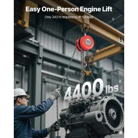 VEVOR Hand Chain Hoist, 2 Ton Capacity, Manual Chain Block with Upgrade G70 Galvanized Chain, 3 m Lifting Height, Heavy Duty Pul