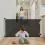Retractable Baby Gate, Extends to 1850 mm Wide, 980 mm Tall, with Security Lock, Easy to Use, Walk Through Without Tripping, Mes