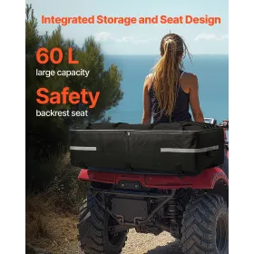 VEVOR ATV-bagopbevaringspose, 60L ATV-bagbagageopbevaringspose med ryglæn og vandtæt betræk, 600D Oxford Cloth-bagsæde Gear Ba