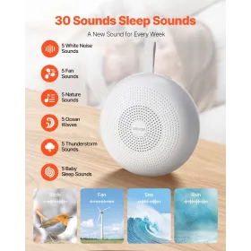 VEVOR Sound Machine, 30 beroligende søvnlyde, 3-i-1 bærbar og hængbar White Noise Sound Machine med Auto-Off timer, blød