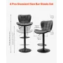 Bar Stool Set of 4, Modern PU Leather Counter Height Stools, Swivel Kitchen Barstool with Back and Footrest, Height Adjustable A
