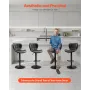 Bar Stool Set of 4, Modern PU Leather Counter Height Stools, Swivel Kitchen Barstool with Back and Footrest, Height Adjustable A