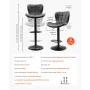 Bar Stool Set of 4, Modern PU Leather Counter Height Stools, Swivel Kitchen Barstool with Back and Footrest, Height Adjustable A
