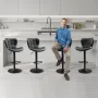 Bar Stool Set of 4, Modern PU Leather Counter Height Stools, Swivel Kitchen Barstool with Back and Footrest, Height Adjustable A