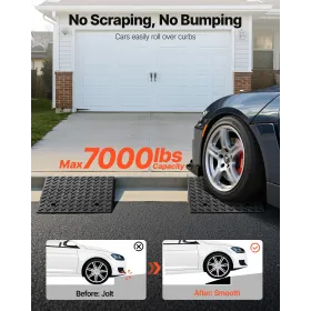 VEVOR Driveway Curb Ramp, 3.175 Tons Load Capacity, 17.8 cm Rise Height Heavy Duty Curbside Bridge Ramp with Drainage Tank for W