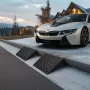 Driveway Curb Ramp, 3.175 Tons Load Capacity, 17.8 cm Rise Height Heavy Duty Curbside Bridge Ramp with Drainage Tank for Wheelch