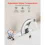 Touchless Bathroom Sink Faucet, Automatic Motion Sensor Restroom Toilet Faucet with Hole Cover Plate, Battery Operated,Hot/Cold 