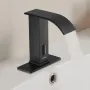 Touchless Bathroom Sink Faucet, Automatic Motion Sensor Waterfall Restroom Toilet Faucet with Hole Cover Plate, Battery Operated