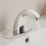 Touchless Bathroom Sink Faucet, Automatic Motion Sensor Restroom Toilet Faucet with Hole Cover Plate, Battery Operated,Adjustabl