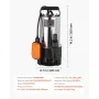 710W Submersible Sump Pump, 20000 L/H, Stainless Steel Submersible Sewage Dirty Clean Water Pump with Automatic Float Switch, Lo