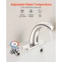 Touchless Bathroom Sink Faucet, Automatic Motion Sensor Restroom Toilet Faucet with Hole Cover Plate, Battery Operated,Adjustabl