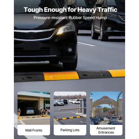 VEVOR 1000MM Rubber Speed Bump, 2 Pack, 2 Channel Heavy Duty Traffic Speed Hump, 9,979 kg/Axle Load Capacity, Cable Protector Ra