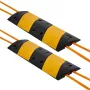 1000MM Rubber Speed Bump, 2 Pack, 2 Channel Heavy Duty Traffic Speed Hump, 9,979 kg/Axle Load Capacity, Cable Protector Ramp wit