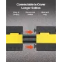 Cable Protector Ramp, 9,979 kg/axle Capacity, 2 Channel Heavy Duty Rubber Cord Hose Wire Cover, 32 x 31 mm Channel, Traffic Spee