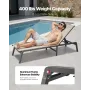 Outdoor Chaise Lounge Chair, 181 kg Weight Capacity, Foldable Sun Tanning Chair, 5 Adjustable Positions, Easy Assembly, Heavy Du