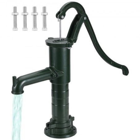 Antique Hand Water Pump 14.6 x 5.9 x 26 inch Pitcher Pump w/Handle Cast Iron Well Pump w/ Pre-Set 0.5" Holes for Easy
