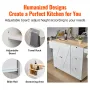 Kitchen Island Cart with Solid Wood Top, 115 cm Width Mobile Carts with Storage Cabinet, Rolling Kitchen Table with Spice Rack, 