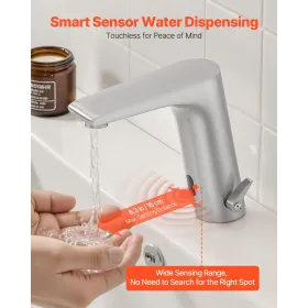 VEVOR Touchless Bathroom Sink Faucet, Automatic Motion Sensor Restroom Toilet Faucet, HandsFree Adjustable Cold Hot Single Handl