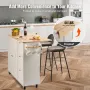 Kitchen Island Cart with Solid Wood Top, 115 cm Width Mobile Carts with Storage Cabinet, Rolling Kitchen Table with Spice Rack, 