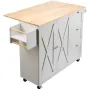 Kitchen Island Cart med solid træ top, 45,3 "Bredde mobile