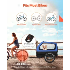 VEVOR Dog Bike Trailer, Supports up to 40 kg, Pet Cart Bicycle Carrier for Small & Large Dogs, Easy Folding Frame with Quick Rel